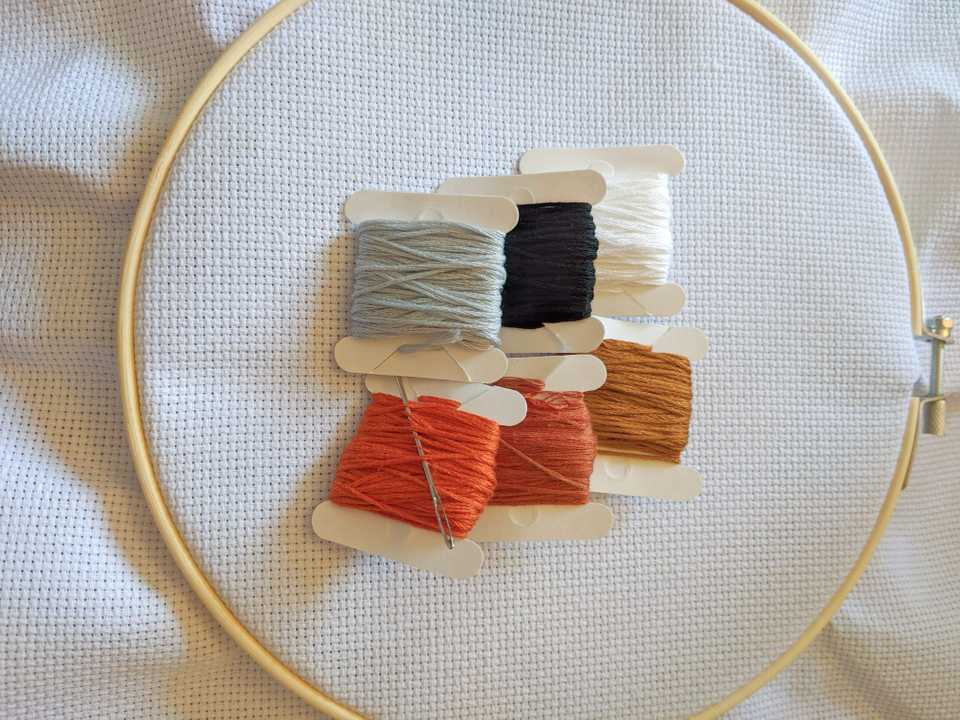 Supplies for cross stitch project